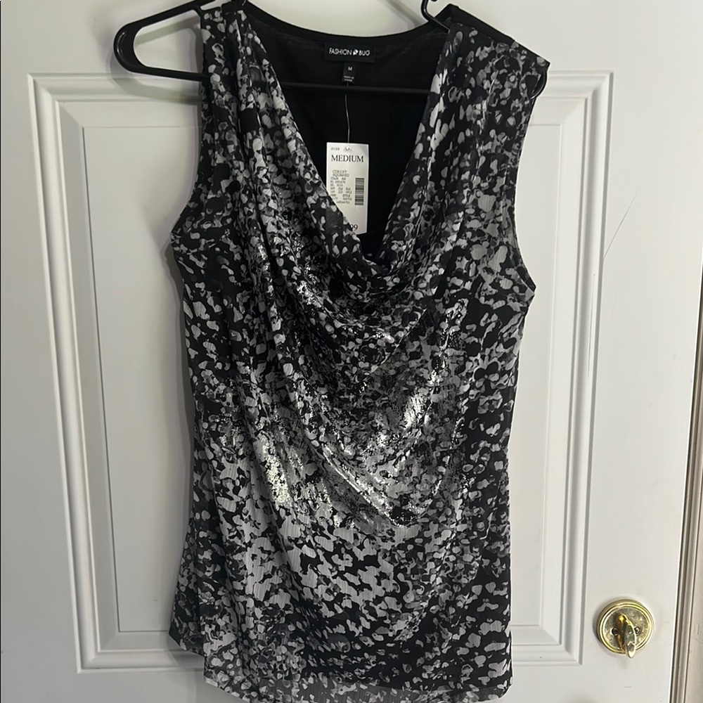 Black and Gray dressy Tank Top Blouse